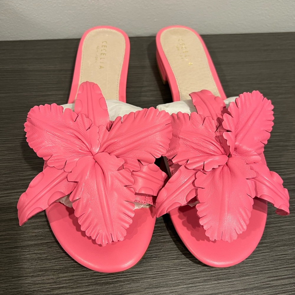Cecelia New York Hibiscus Leather Slide Lila Cano Rose Pink(NITB) Size 11M